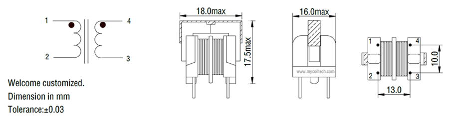 UU16 common mode choke inductor coils